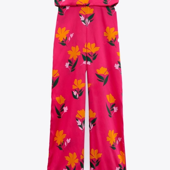 NWT Zara Long Print Jumpsuit pink size Small - Picture 5 of 12